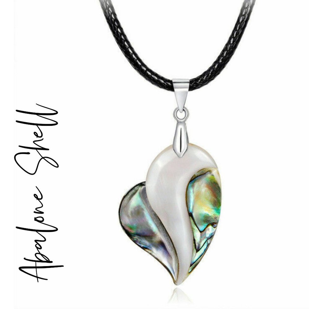 Abalone Paua Shell Heart Pendant Necklace